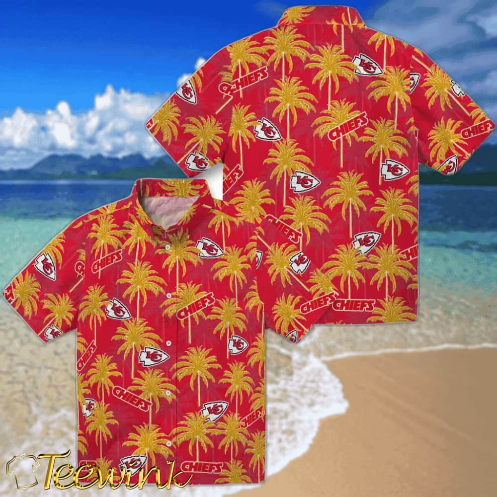 Kansas City Chiefs Hawaiian Shirt – Palm Tree Motif image 3 Kansas City Chiefs Hawaiian Shirt – Palm Tree Motif image 3