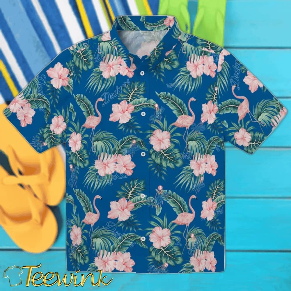 Los Angeles Dodgers Hawaiian Shirt – Flamingo Hibiscus