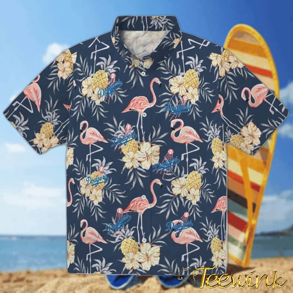 Los Angeles Dodgers Hawaiian Shirt – Flamingo Hibiscus