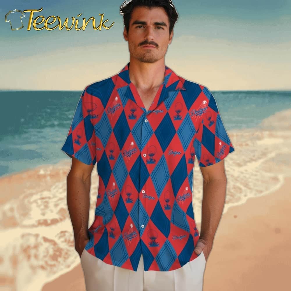 Los Angeles Dodgers Hawaiian Shirt – Golfing Plaid image 2 Los Angeles Dodgers Hawaiian Shirt – Golfing Plaid image 2