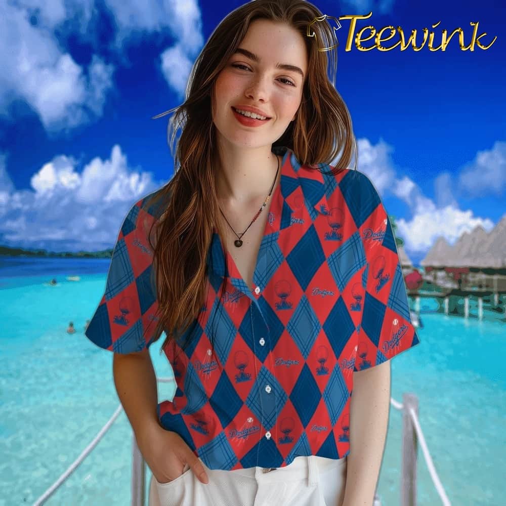 Los Angeles Dodgers Hawaiian Shirt – Golfing Plaid image 4 Los Angeles Dodgers Hawaiian Shirt – Golfing Plaid image 4