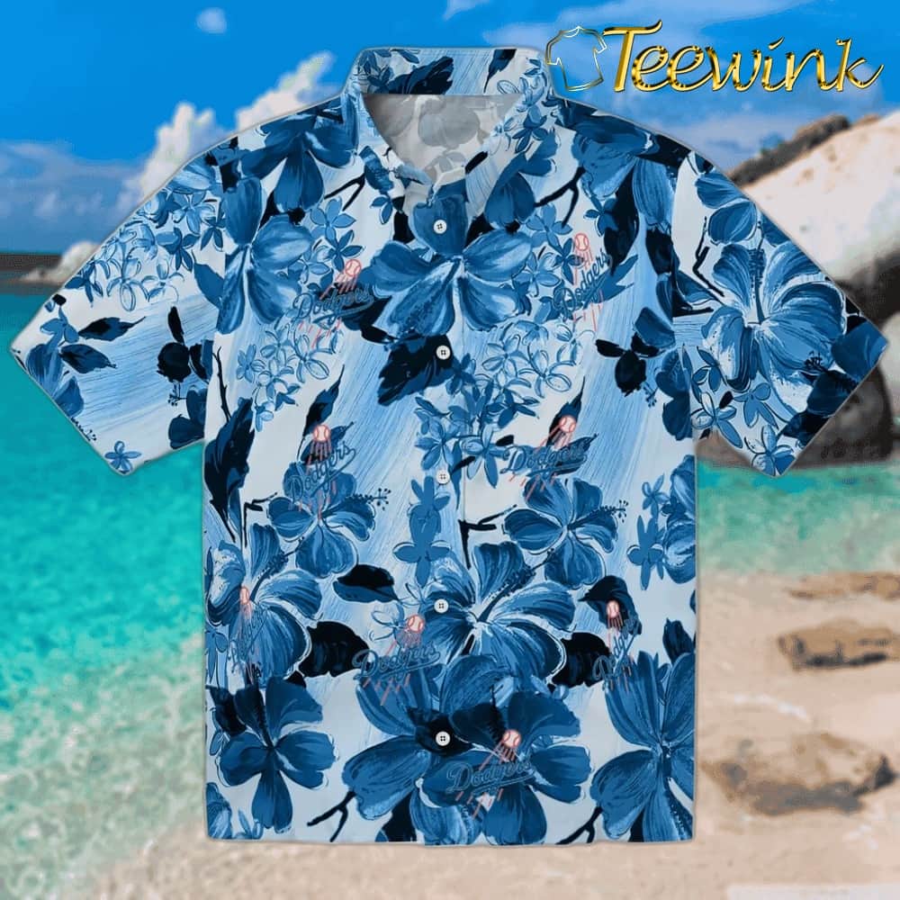 Los Angeles Dodgers Hawaiian Shirt – Hibiscus Arrangement