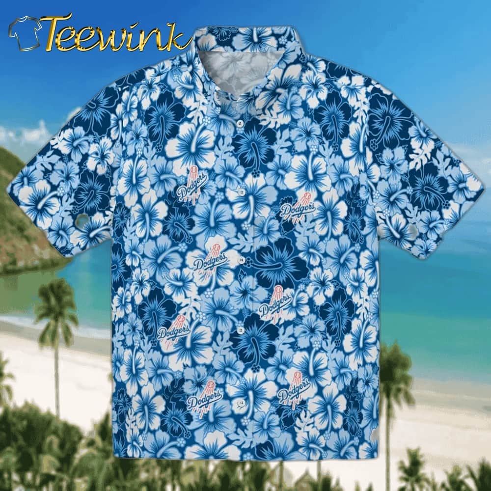 Los Angeles Dodgers Hawaiian Shirt – Hibiscus Arrangement