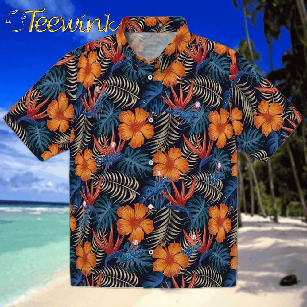 Los Angeles Dodgers Hawaiian Shirt – Hibiscus Foliage