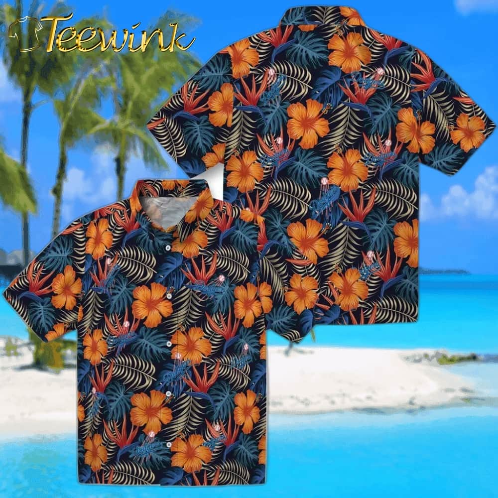 Los Angeles Dodgers Hawaiian Shirt – Hibiscus Foliage image 3 Los Angeles Dodgers Hawaiian Shirt – Hibiscus Foliage image 3