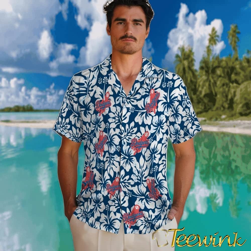 Los Angeles Dodgers Hawaiian Shirt – Hibiscus Motif image 2 Los Angeles Dodgers Hawaiian Shirt – Hibiscus Motif image 2