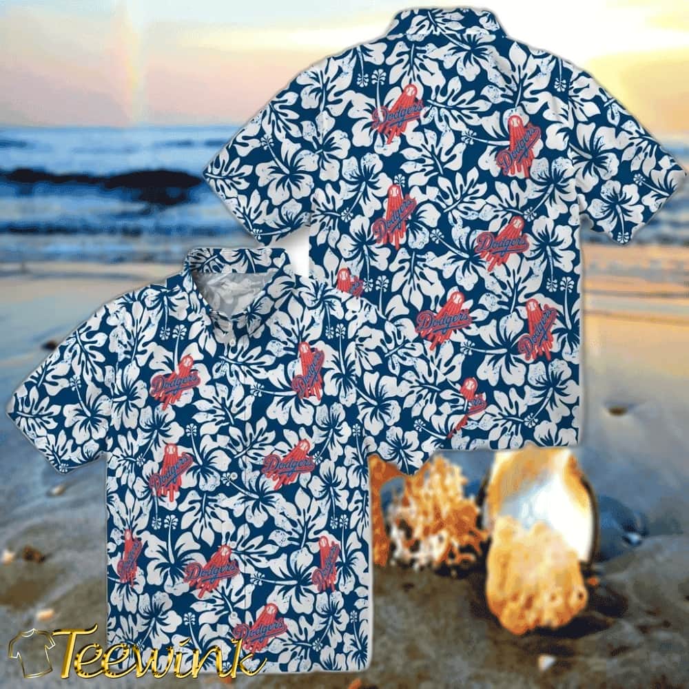 Los Angeles Dodgers Hawaiian Shirt – Hibiscus Motif image 3 Los Angeles Dodgers Hawaiian Shirt – Hibiscus Motif image 3