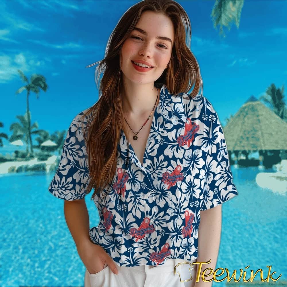 Los Angeles Dodgers Hawaiian Shirt – Hibiscus Motif image 4 Los Angeles Dodgers Hawaiian Shirt – Hibiscus Motif image 4