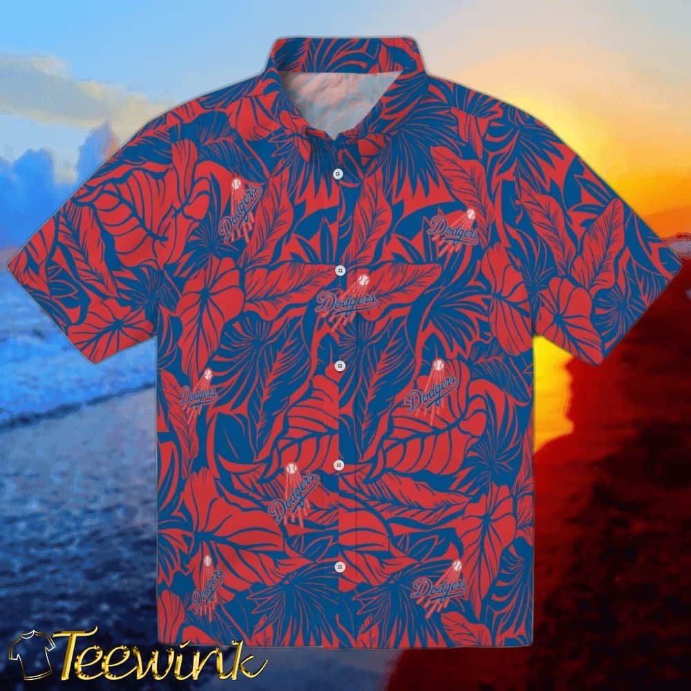 Los Angeles Dodgers Hawaiian Shirt – Leaf Outline