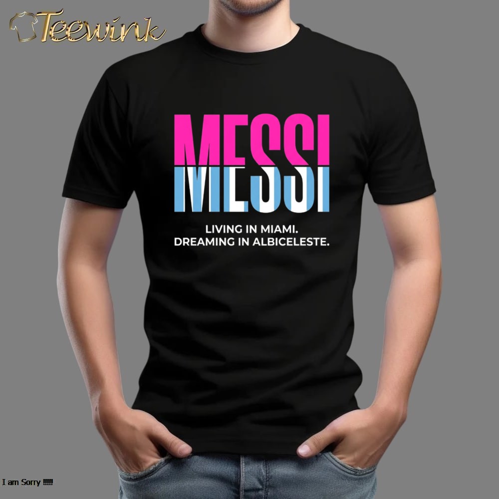 Messi 10 Hybrid Tee – Miami Pink & Argentina Blue Retro T-Shirt