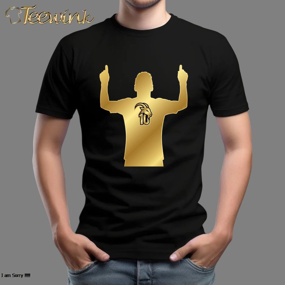 Minimalist Messi GOAT Silhouette T-Shirt – Iconic Celebration Tee