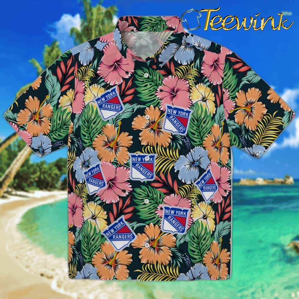 New York Rangers Hawaiian Shirt – Brilliant Hibiscus Garden