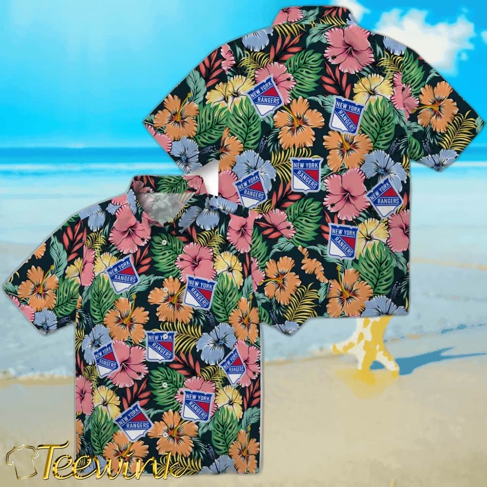 New York Rangers Hawaiian Shirt – Brilliant Hibiscus Garden image 3 New York Rangers Hawaiian Shirt – Brilliant Hibiscus Garden image 3
