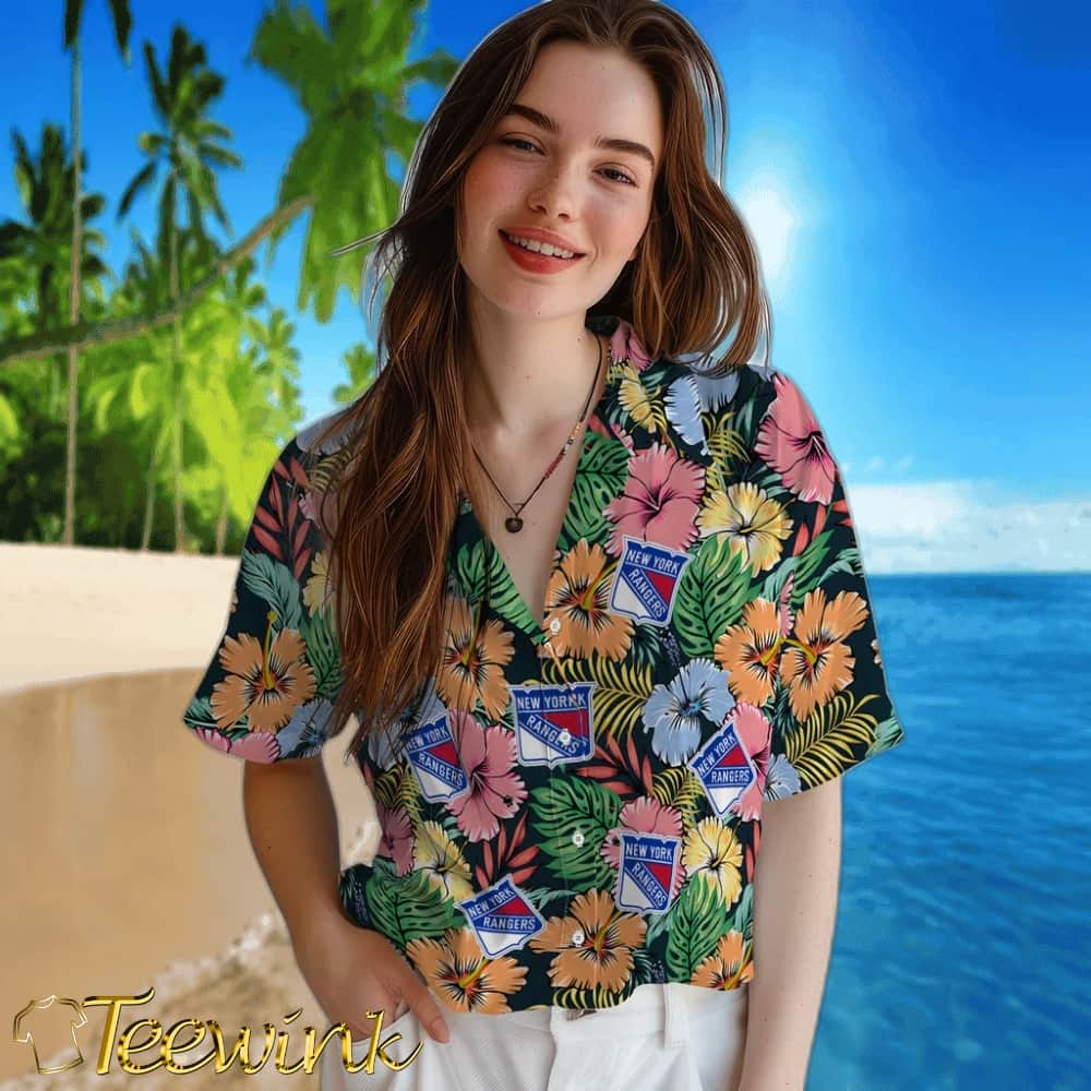 New York Rangers Hawaiian Shirt – Brilliant Hibiscus Garden image 4 New York Rangers Hawaiian Shirt – Brilliant Hibiscus Garden image 4