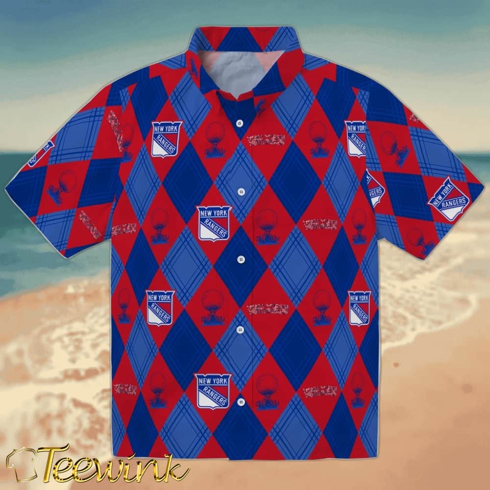 New York Rangers Hawaiian Shirt – Golfing Plaid