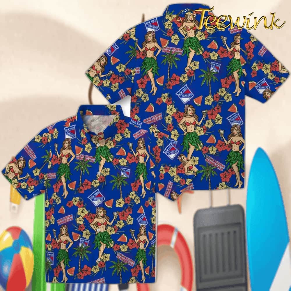 New York Rangers Hawaiian Shirt – Hawaiian Girls Design image 3 New York Rangers Hawaiian Shirt – Hawaiian Girls Design image 3