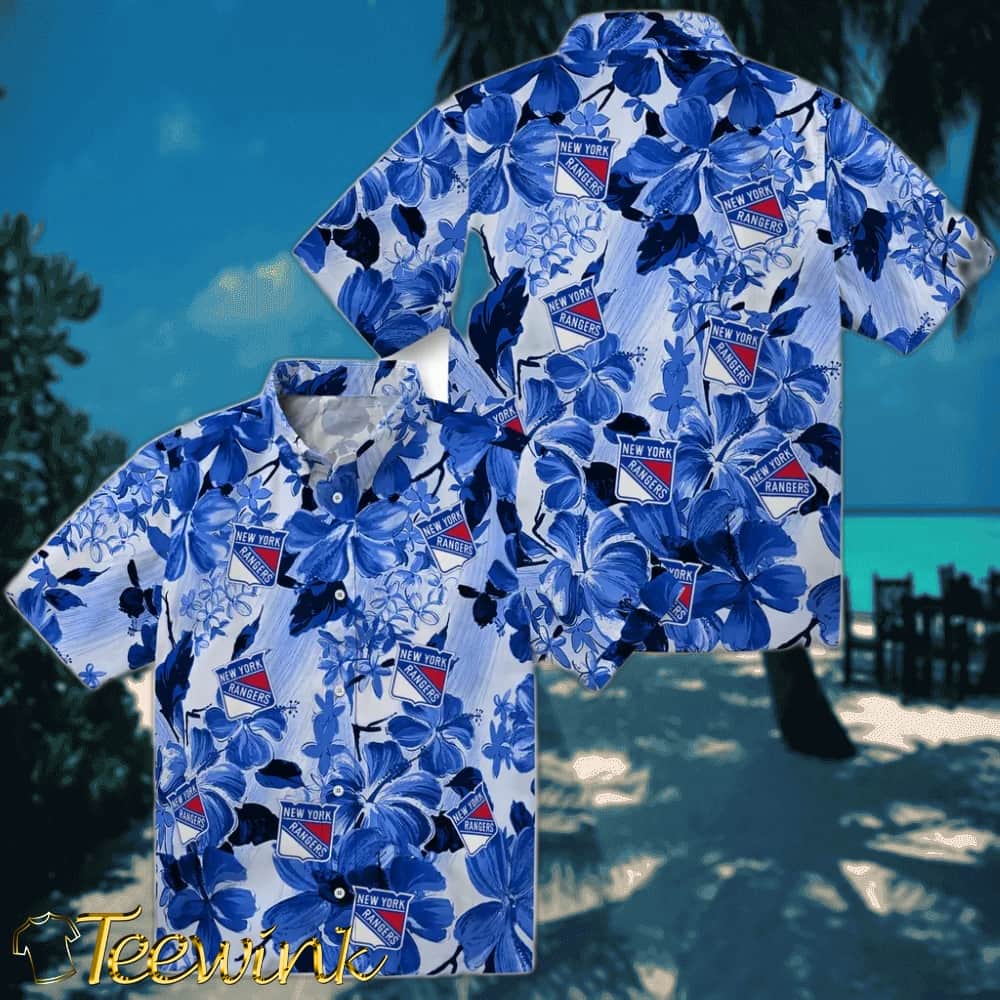 New York Rangers Hawaiian Shirt – Hibiscus Arrangement image 3 New York Rangers Hawaiian Shirt – Hibiscus Arrangement image 3