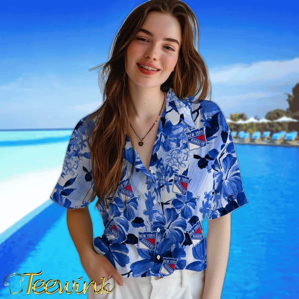 New York Rangers Hawaiian Shirt – Hibiscus Arrangement image 4 New York Rangers Hawaiian Shirt – Hibiscus Arrangement image 4