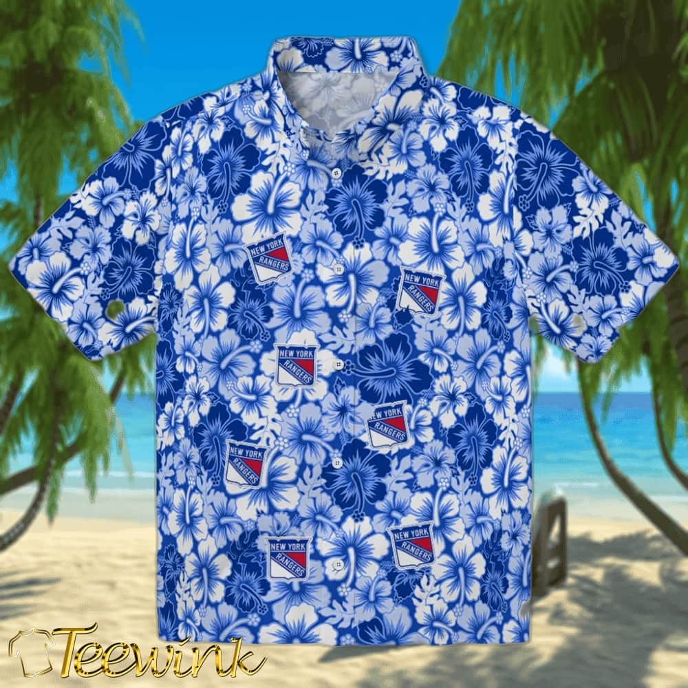 New York Rangers Hawaiian Shirt – Hibiscus Blooms
