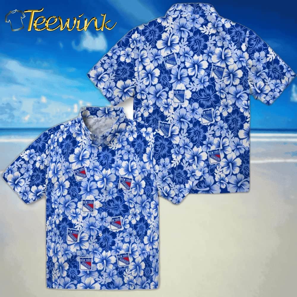 New York Rangers Hawaiian Shirt – Hibiscus Blooms image 3 New York Rangers Hawaiian Shirt – Hibiscus Blooms image 3