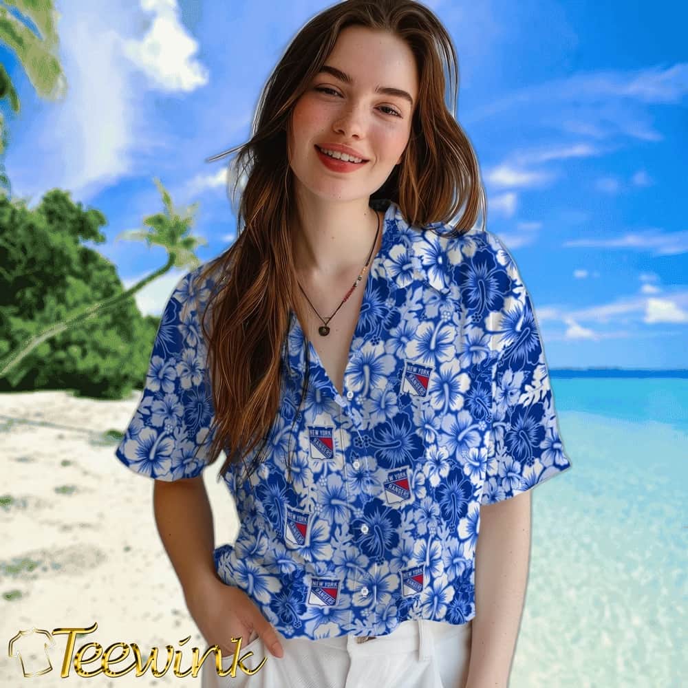 New York Rangers Hawaiian Shirt – Hibiscus Blooms image 4 New York Rangers Hawaiian Shirt – Hibiscus Blooms image 4