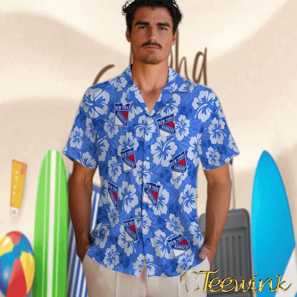 New York Rangers Hawaiian Shirt – Hibiscus Cluster image 2 New York Rangers Hawaiian Shirt – Hibiscus Cluster image 2