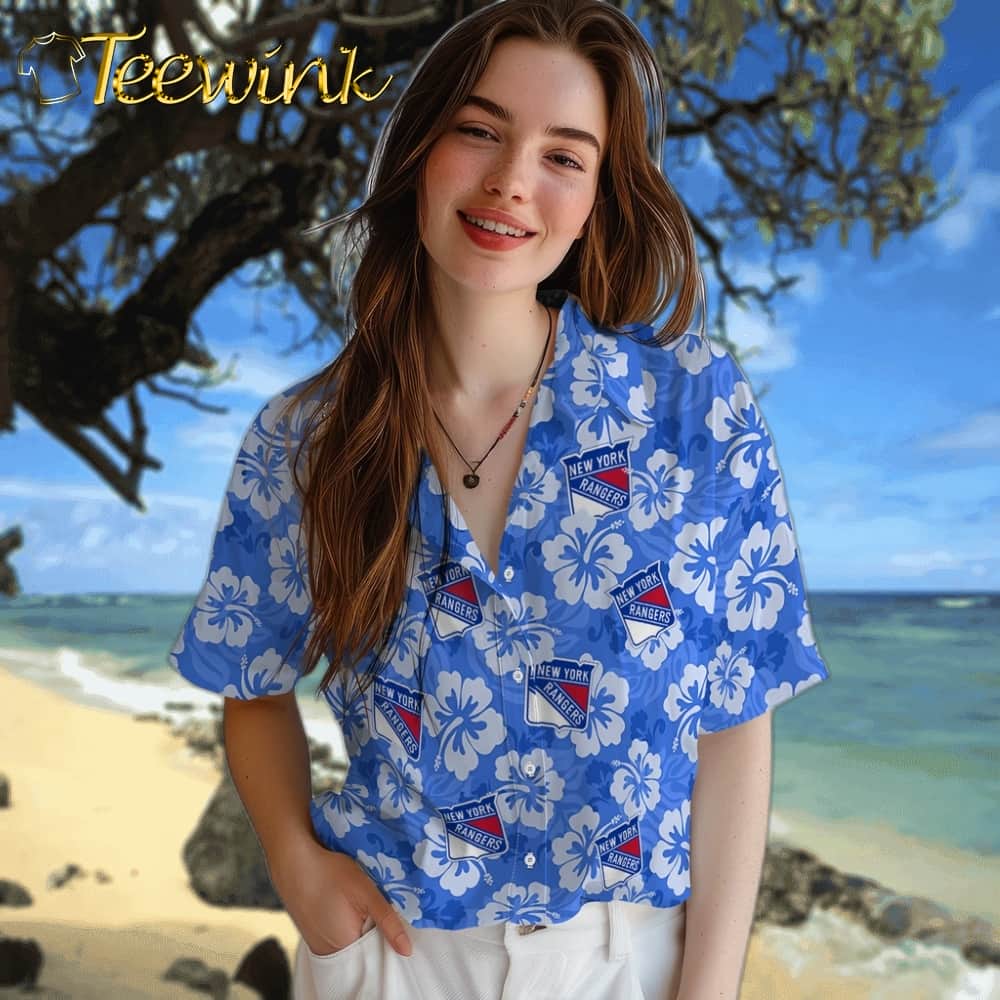 New York Rangers Hawaiian Shirt – Hibiscus Cluster image 4 New York Rangers Hawaiian Shirt – Hibiscus Cluster image 4