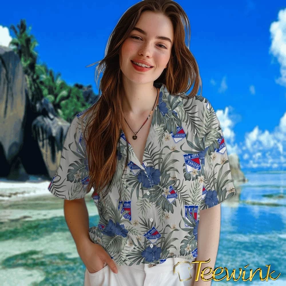 New York Rangers Hawaiian Shirt – Hibiscus Designs image 4 New York Rangers Hawaiian Shirt – Hibiscus Designs image 4