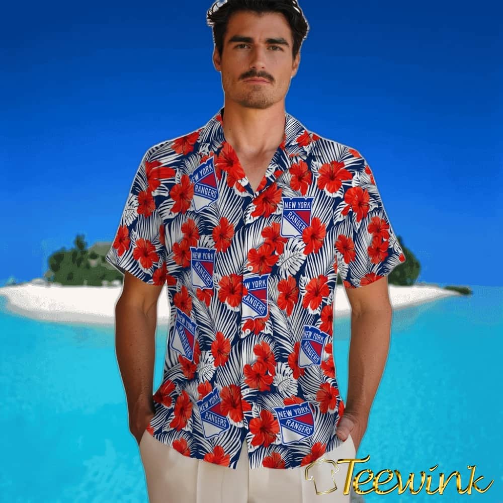 New York Rangers Hawaiian Shirt – Hibiscus Fiesta image 2 New York Rangers Hawaiian Shirt – Hibiscus Fiesta image 2