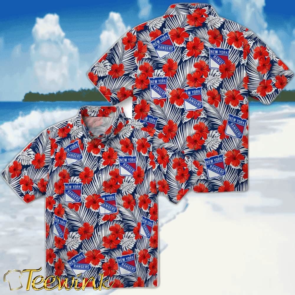 New York Rangers Hawaiian Shirt – Hibiscus Fiesta image 3 New York Rangers Hawaiian Shirt – Hibiscus Fiesta image 3