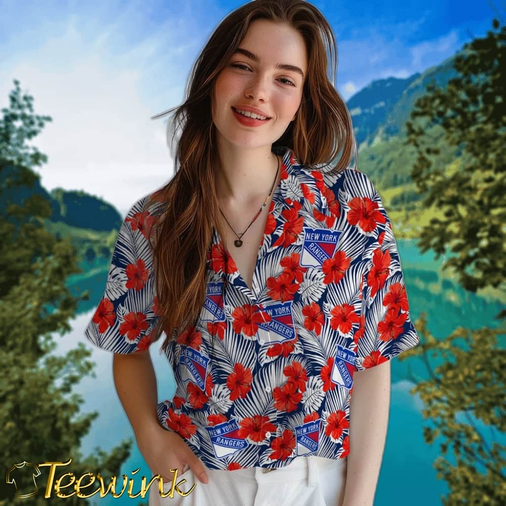 New York Rangers Hawaiian Shirt – Hibiscus Fiesta image 4 New York Rangers Hawaiian Shirt – Hibiscus Fiesta image 4