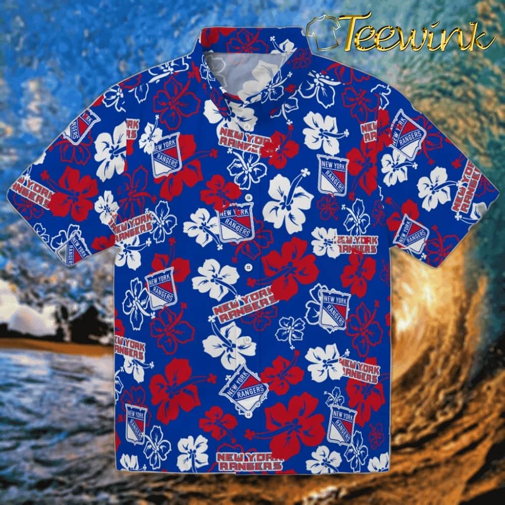New York Rangers Hawaiian Shirt – Hibiscus Flowers