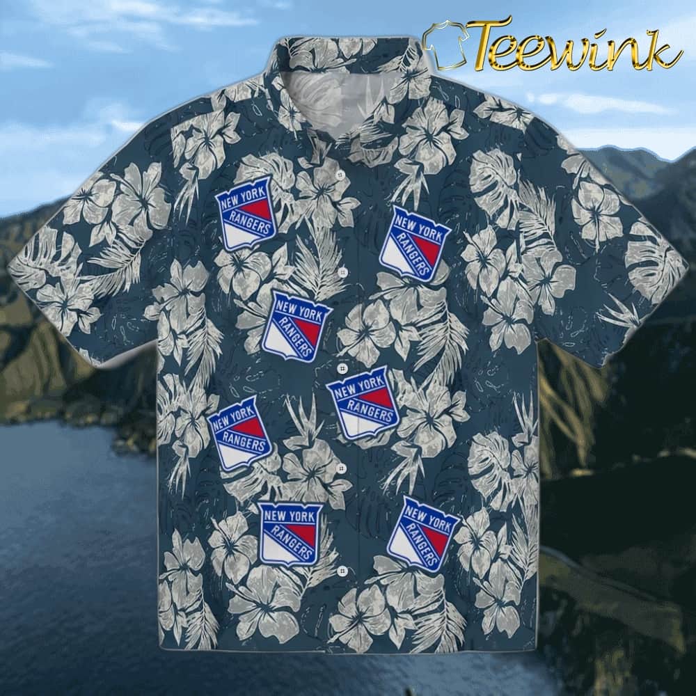 New York Rangers Hawaiian Shirt – Hibiscus Flowers