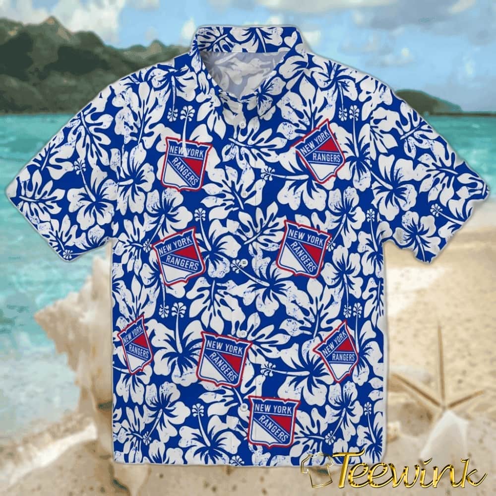 New York Rangers Hawaiian Shirt – Hibiscus Oasis