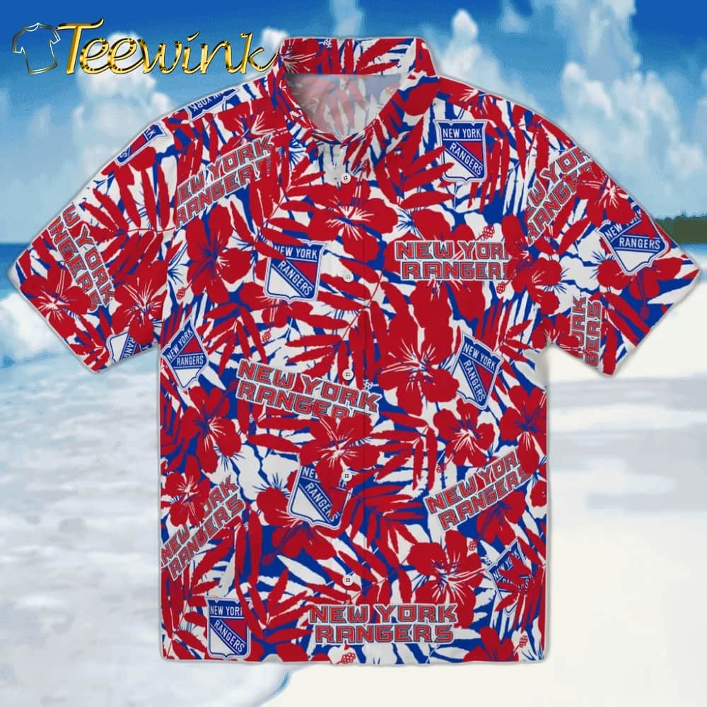 New York Rangers Hawaiian Shirt – Hibiscus Oasis