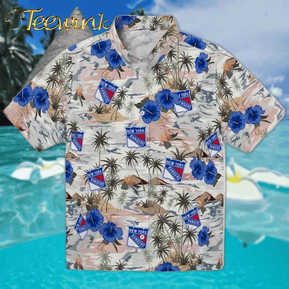 New York Rangers Hawaiian Shirt – Hibiscus Seaside