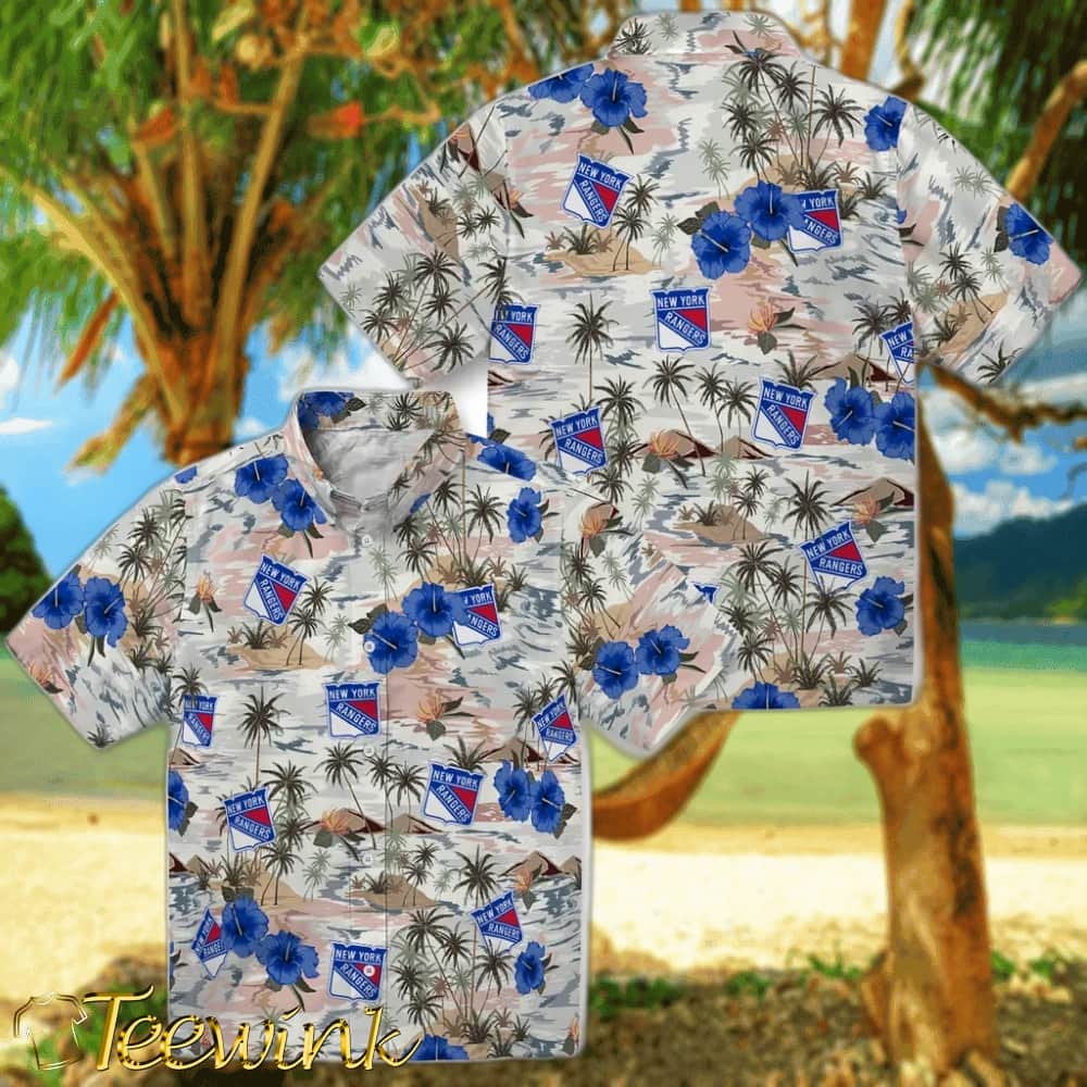 New York Rangers Hawaiian Shirt – Hibiscus Seaside image 3 New York Rangers Hawaiian Shirt – Hibiscus Seaside image 3