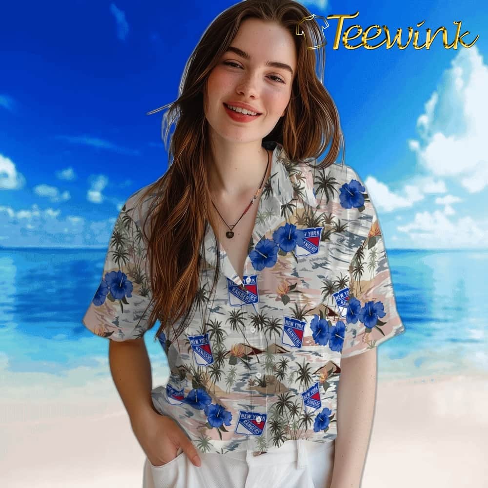 New York Rangers Hawaiian Shirt – Hibiscus Seaside image 4 New York Rangers Hawaiian Shirt – Hibiscus Seaside image 4