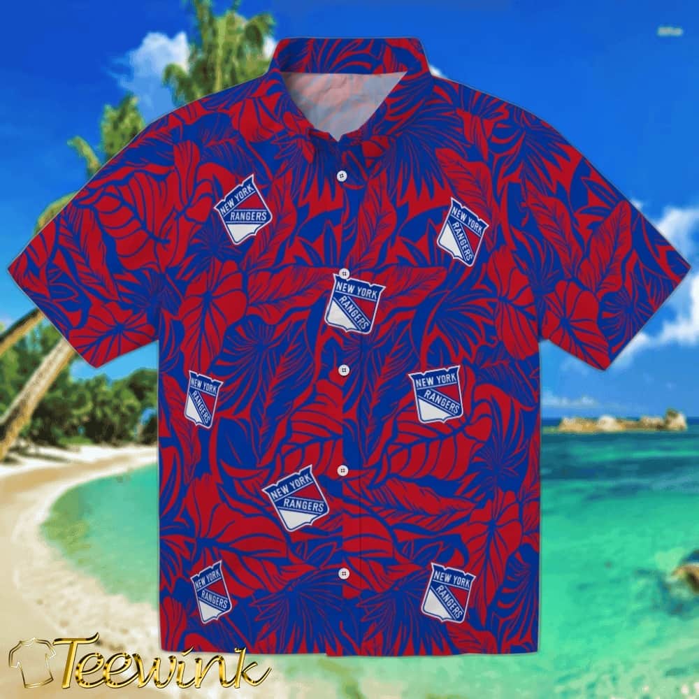 New York Rangers Hawaiian Shirt – Monstera Layer