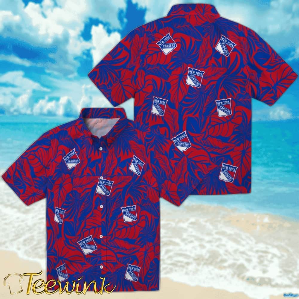 New York Rangers Hawaiian Shirt – Monstera Layer image 3 New York Rangers Hawaiian Shirt – Monstera Layer image 3