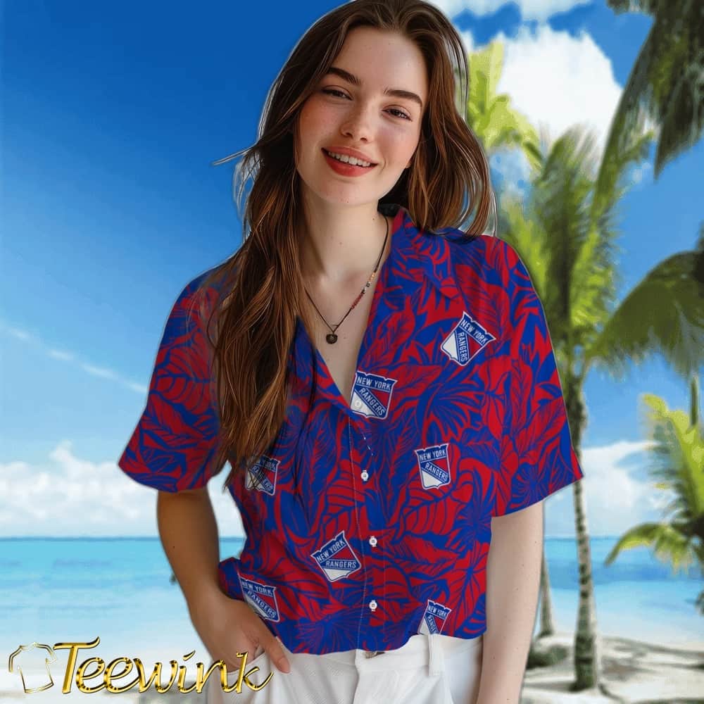 New York Rangers Hawaiian Shirt – Monstera Layer image 4 New York Rangers Hawaiian Shirt – Monstera Layer image 4