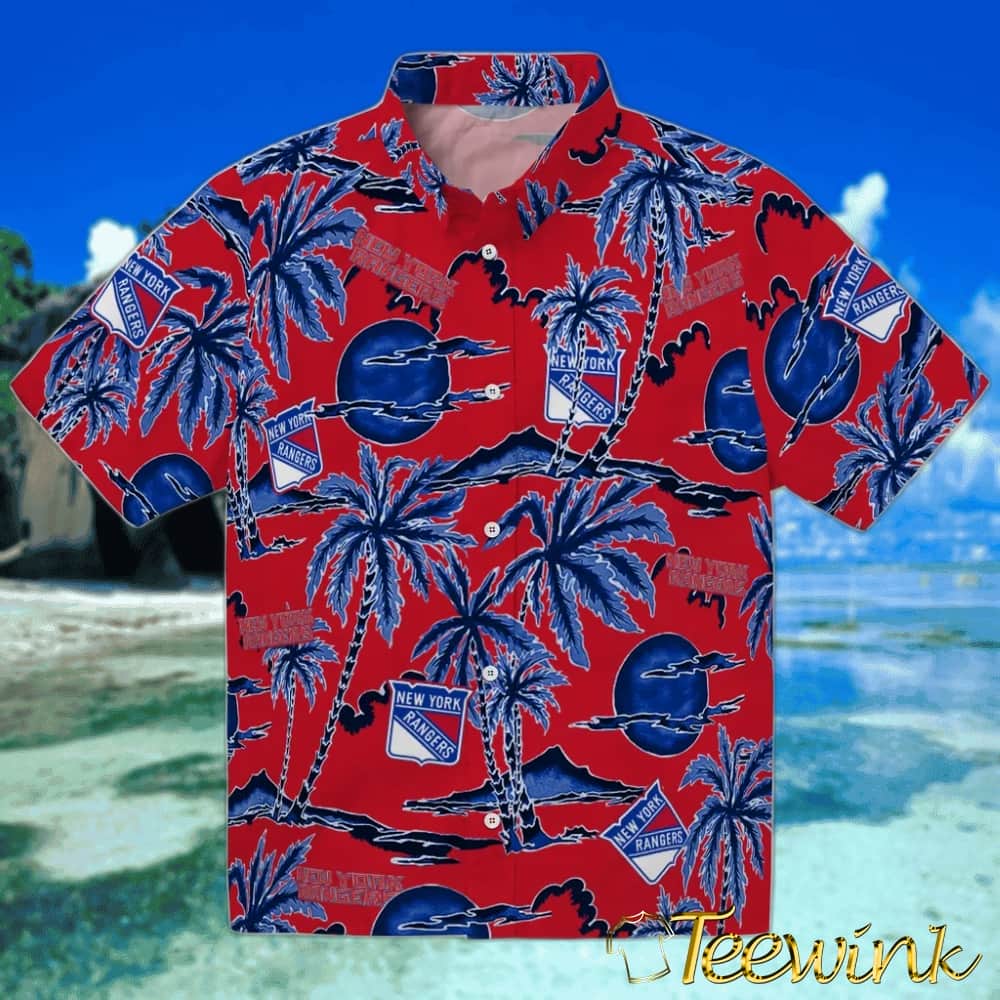 New York Rangers Hawaiian Shirt – Palm Sunset