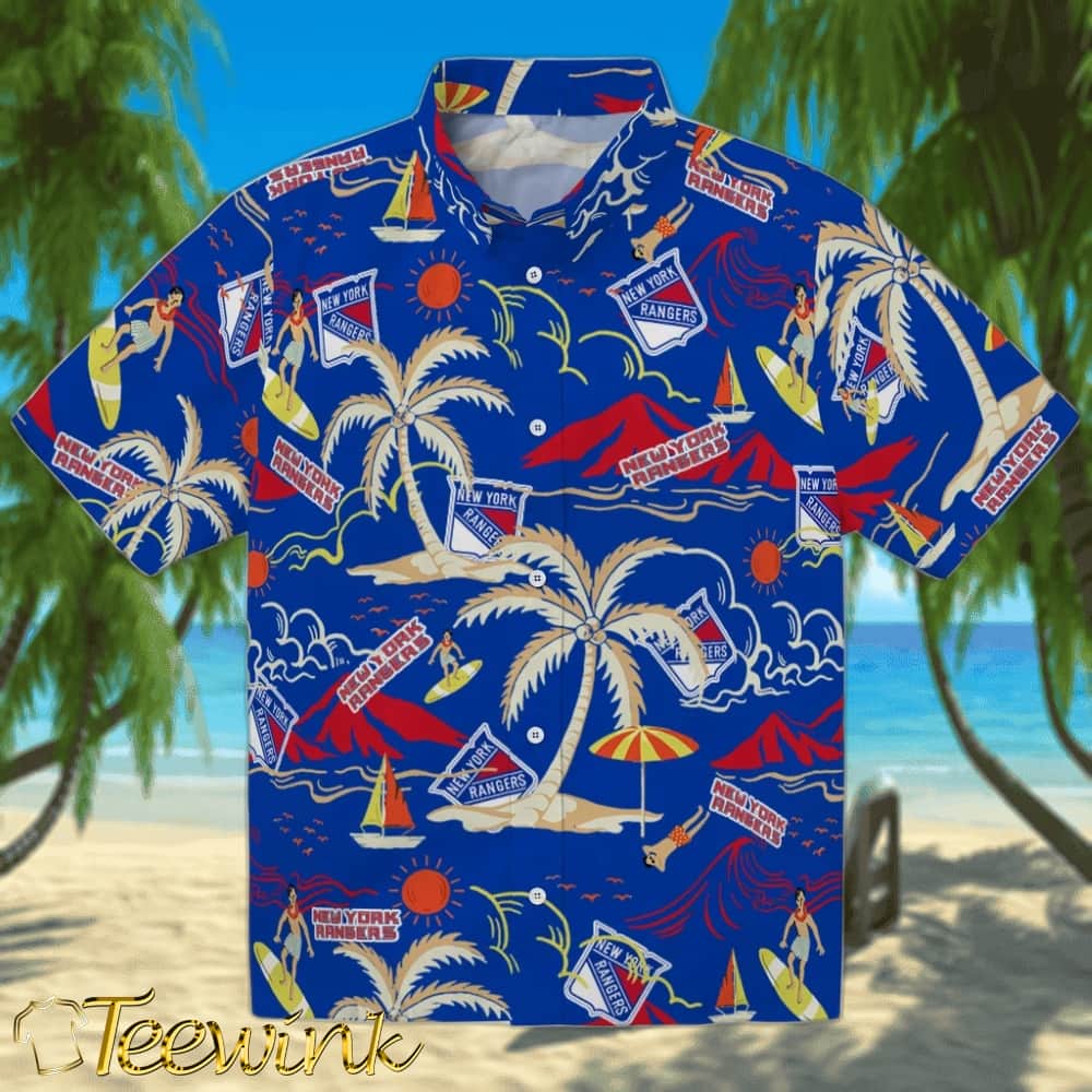 New York Rangers Hawaiian Shirt – Palm Sunset