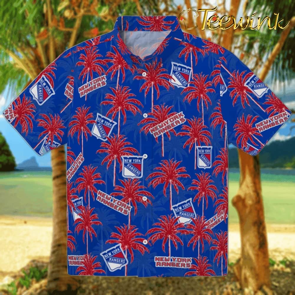 New York Rangers Hawaiian Shirt – Palm Tree Motif