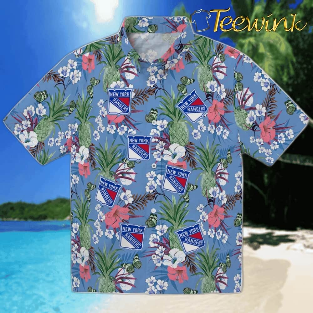 New York Rangers Hawaiian Shirt – Pineapple Bouquet