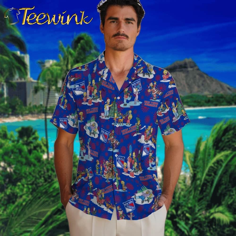 New York Rangers Hawaiian Shirt – Simpsons Christmas image 2 New York Rangers Hawaiian Shirt – Simpsons Christmas image 2