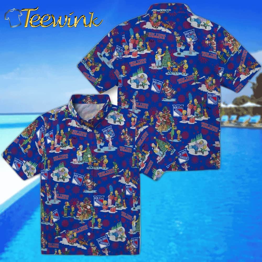 New York Rangers Hawaiian Shirt – Simpsons Christmas image 3 New York Rangers Hawaiian Shirt – Simpsons Christmas image 3