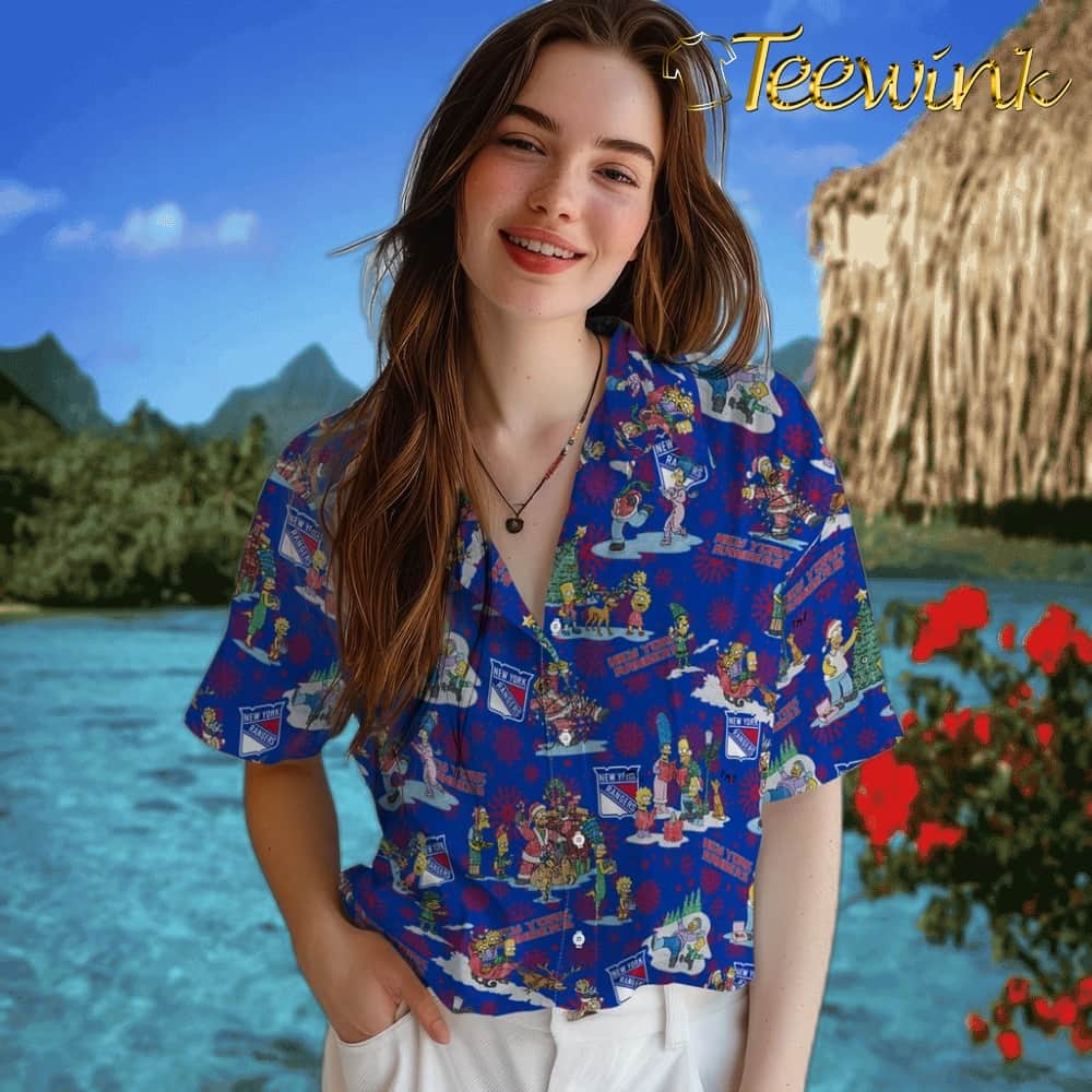 New York Rangers Hawaiian Shirt – Simpsons Christmas image 4 New York Rangers Hawaiian Shirt – Simpsons Christmas image 4