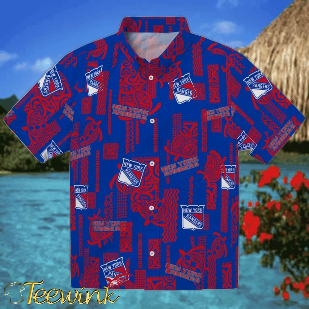 New York Rangers Hawaiian Shirt – Vintage Palm Tree New York Rangers Hawaiian Shirt – Vintage Palm Tree