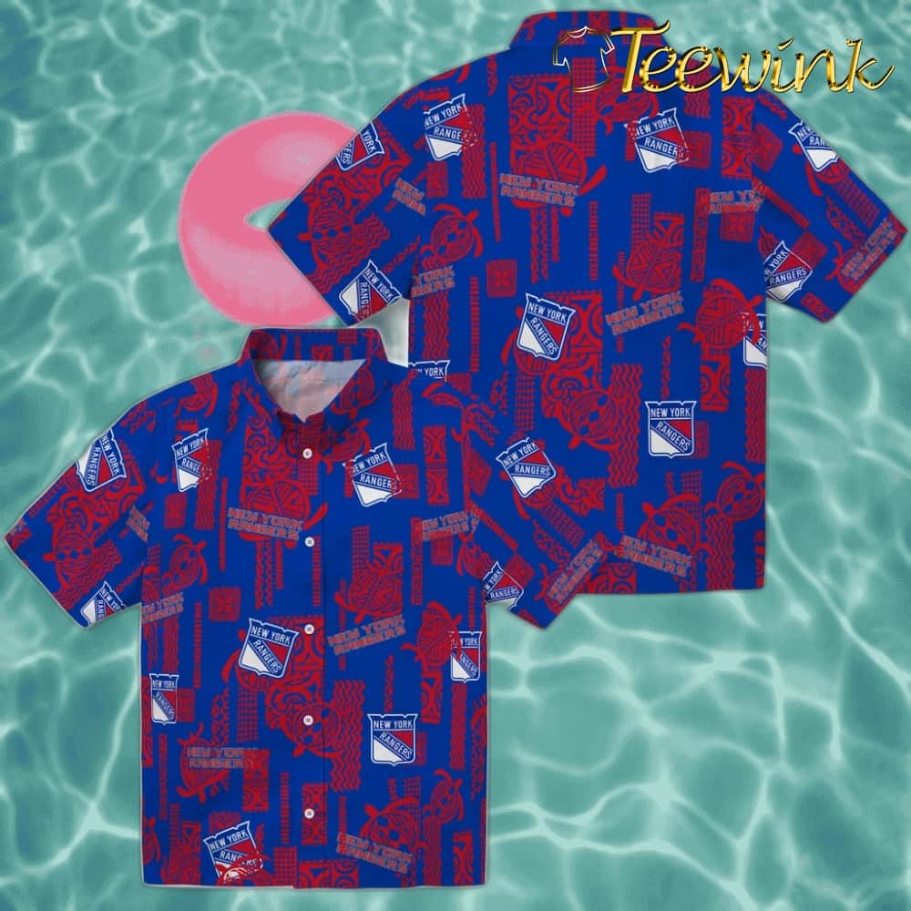 New York Rangers Hawaiian Shirt – Turtle Lines image 3 New York Rangers Hawaiian Shirt – Turtle Lines image 3